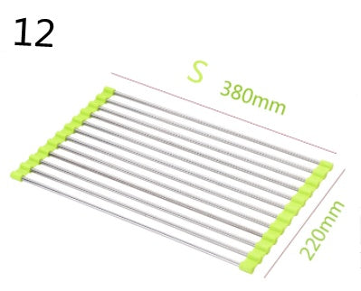 Folding Kitchen Sink Rack - Stainless Steel Dish Drying Organizer