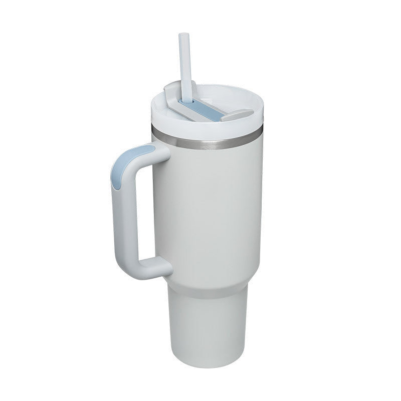 40oz Insulated Tumbler with Handle & Straw - Stainless Steel Travel Mug
