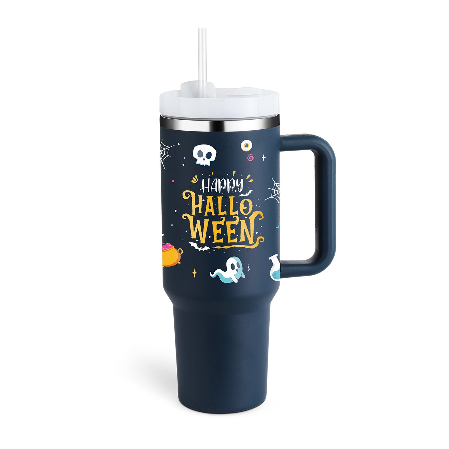 40oz Insulated Tumbler with Handle & Straw - Stainless Steel Travel Mug