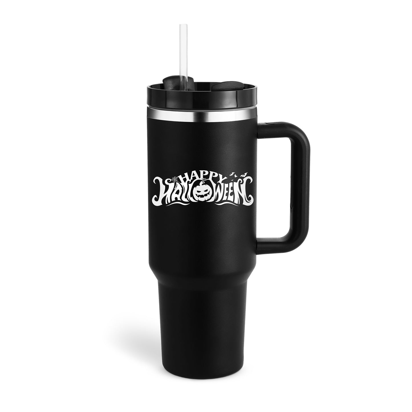 40oz Insulated Tumbler with Handle & Straw - Stainless Steel Travel Mug