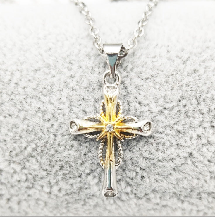 Octagonal Star Cross Pendant - Alloy Statement Necklace Charm