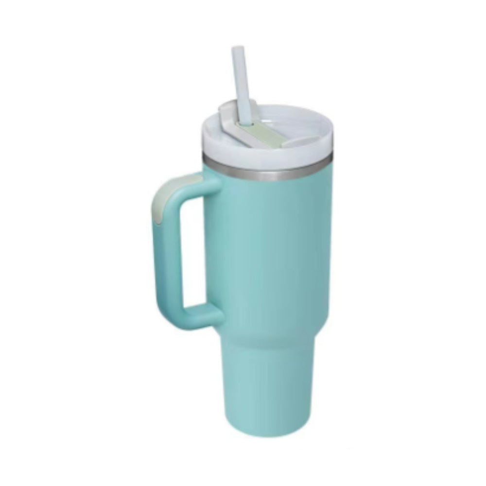 40oz Insulated Tumbler with Handle & Straw - Stainless Steel Travel Mug