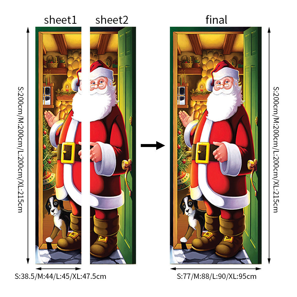 3D Christmas Door Sticker - Santa Claus Decoration for Holiday Décor