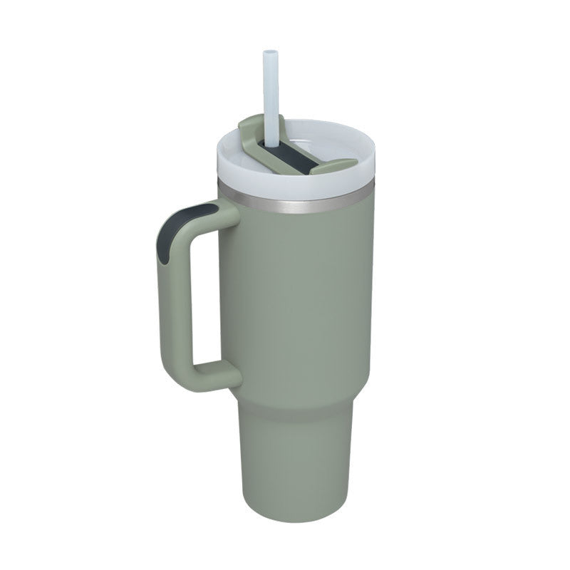 40oz Insulated Tumbler with Handle & Straw - Stainless Steel Travel Mug