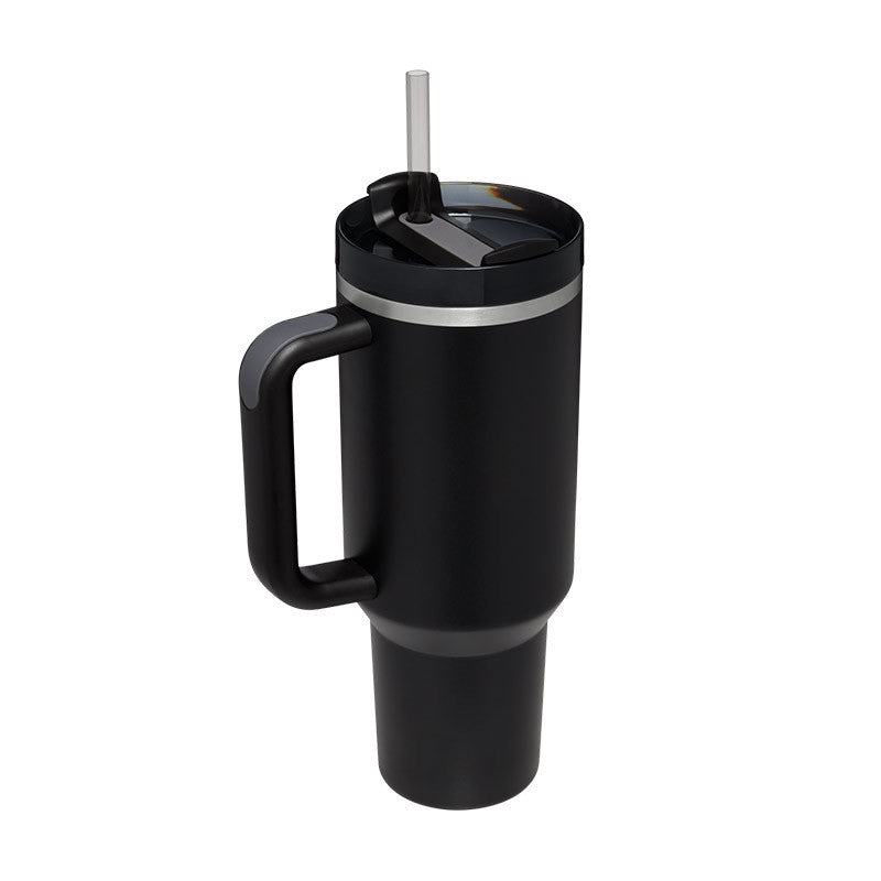 40oz Insulated Tumbler with Handle & Straw - Stainless Steel Travel Mug