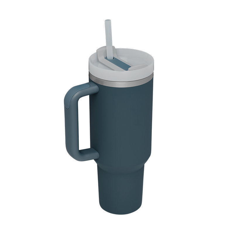 40oz Insulated Tumbler with Handle & Straw - Stainless Steel Travel Mug