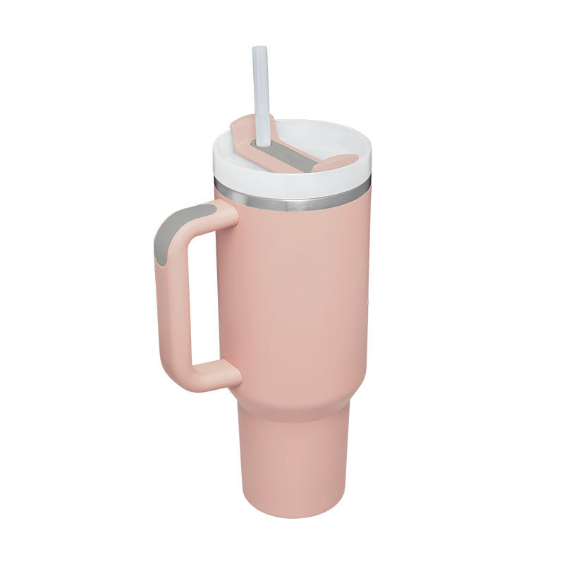 40oz Insulated Tumbler with Handle & Straw - Stainless Steel Travel Mug