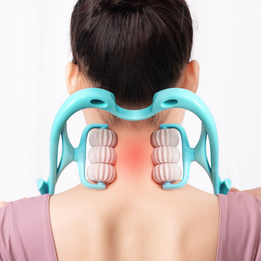 Manual Neck Massager - 6-Wheel Roller for Tension Relief & Relaxation