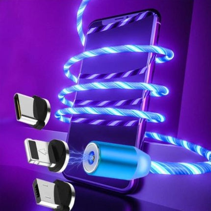 Magnetic Streaming Cable - 3-in-1 LED Flow Charging Cable for iPhone/Android/USB-C