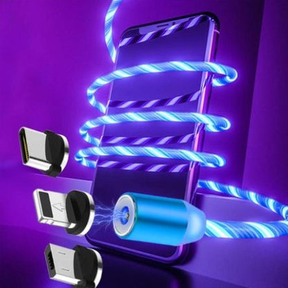 Magnetic Streaming Cable - 3-in-1 LED Flow Charging Cable for iPhone/Android/USB-C
