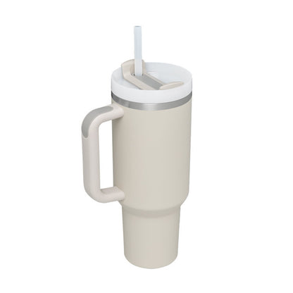 40oz Insulated Tumbler with Handle & Straw - Stainless Steel Travel Mug