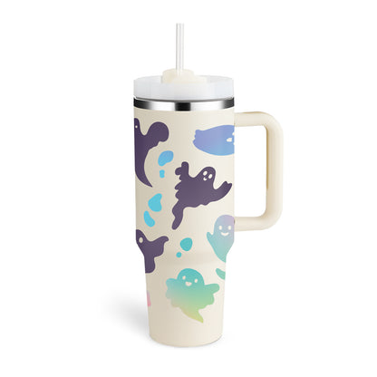40oz Insulated Tumbler with Handle & Straw - Stainless Steel Travel Mug