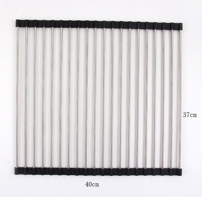 Folding Kitchen Sink Rack - Stainless Steel Dish Drying Organizer