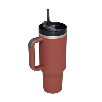 40oz Insulated Tumbler with Handle & Straw - Stainless Steel Travel Mug