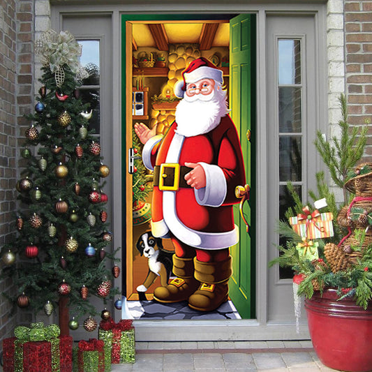 3D Christmas Door Sticker - Santa Claus Decoration for Holiday Décor