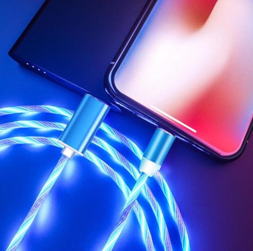 Magnetic Streaming Cable - 3-in-1 LED Flow Charging Cable for iPhone/Android/USB-C