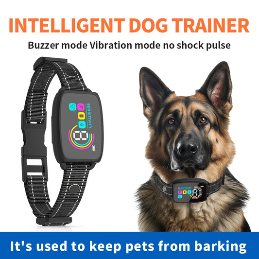 Smart Anti-Bark Dog Collar - Rechargeable Training Collar with Digital Display
