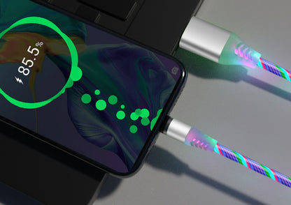 Magnetic Streaming Cable - 3-in-1 LED Flow Charging Cable for iPhone/Android/USB-C