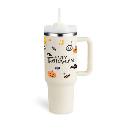 40oz Insulated Tumbler with Handle & Straw - Stainless Steel Travel Mug