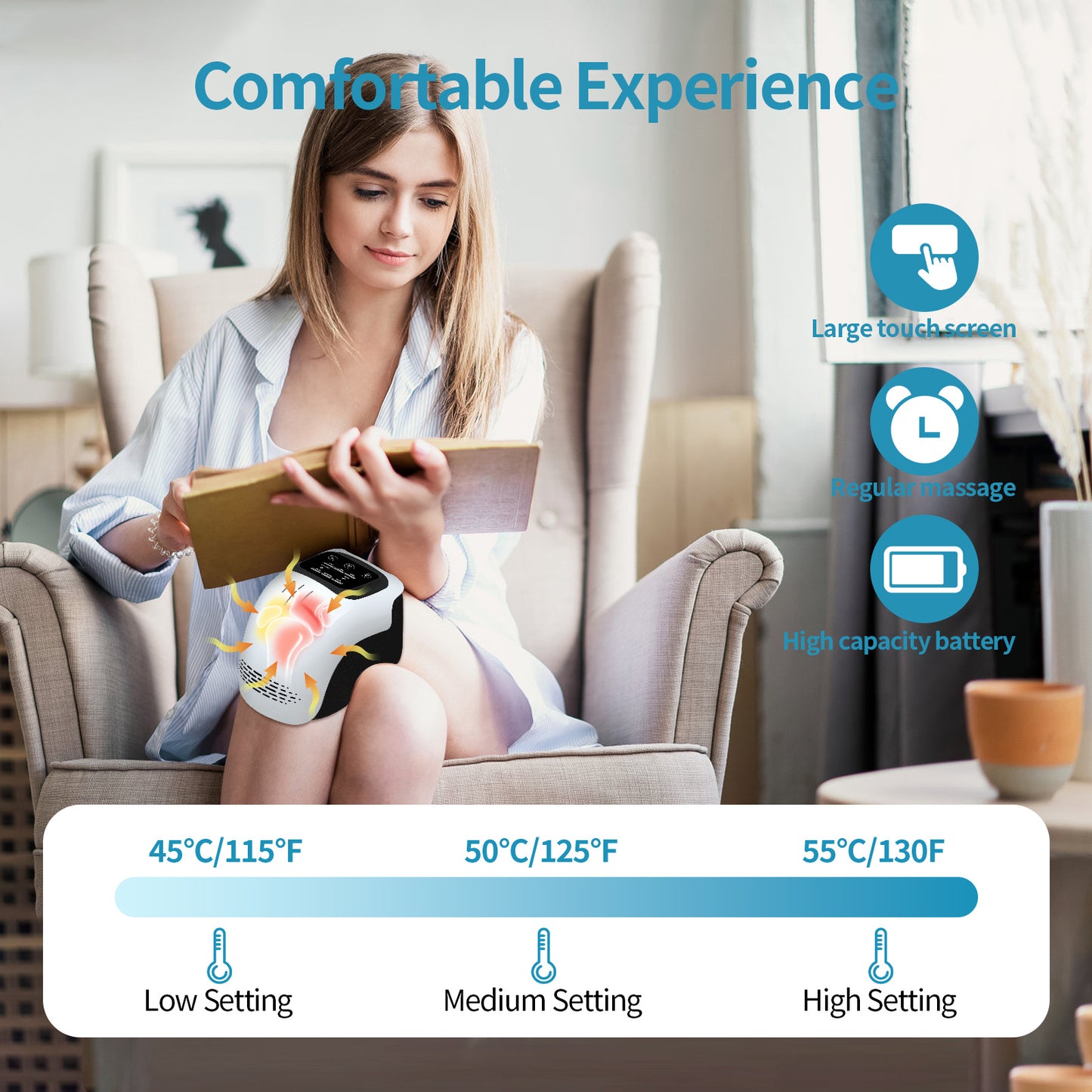 Intelligent Infrared Electric Heating Knee Massager Physiotherapy Instrument Air Pressure Vibration Rehabilitation Pain Relief