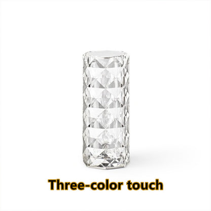 Nordic Crystal USB Lamp - Touch Dimming Diamond Night Light with Rose Projector