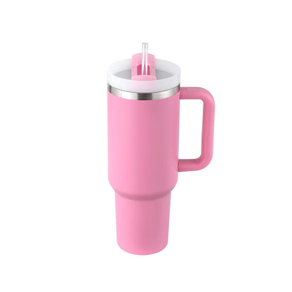 40oz Insulated Tumbler with Handle & Straw - Stainless Steel Travel Mug