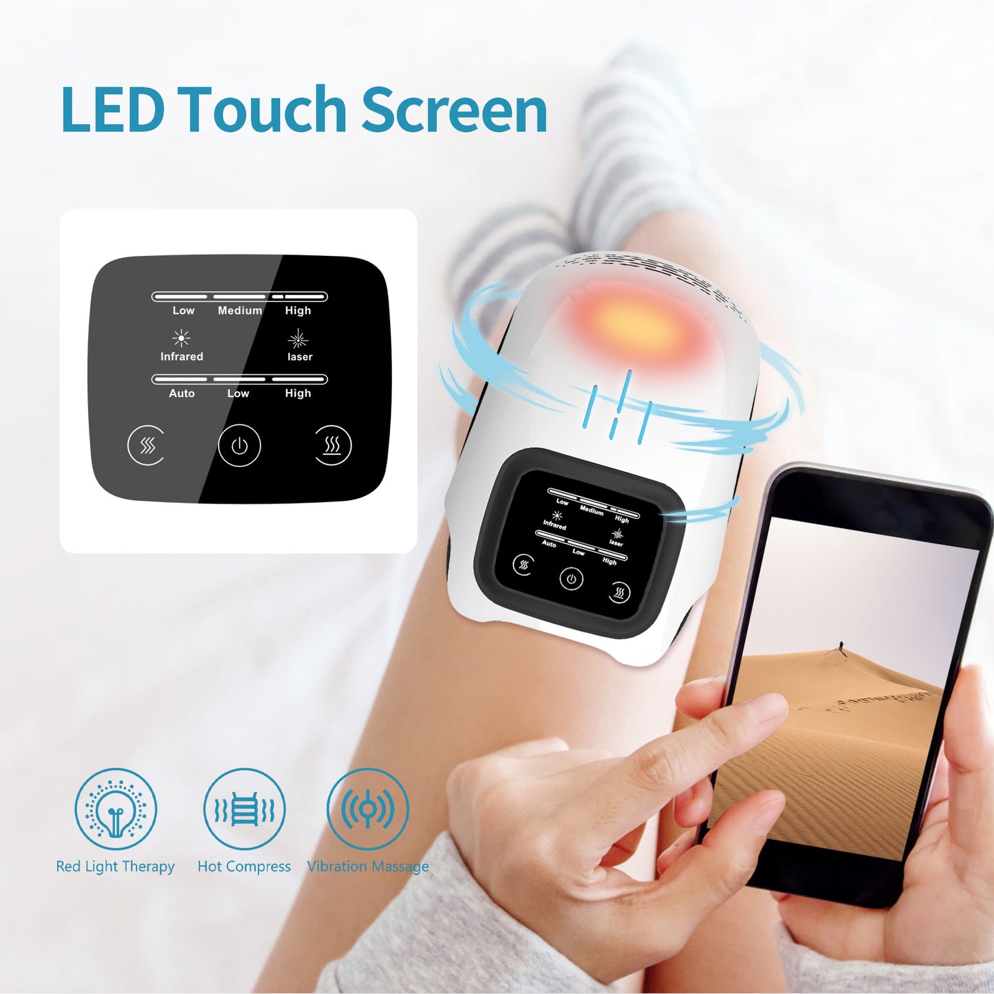 Intelligent Infrared Electric Heating Knee Massager Physiotherapy Instrument Air Pressure Vibration Rehabilitation Pain Relief