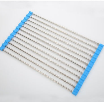 Folding Kitchen Sink Rack - Stainless Steel Dish Drying Organizer