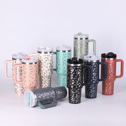 40oz Insulated Tumbler with Handle & Straw - Stainless Steel Travel Mug