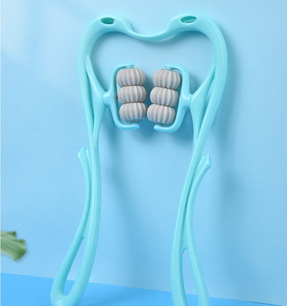 Manual Neck Massager - 6-Wheel Roller for Tension Relief & Relaxation