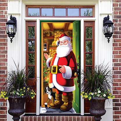 3D Christmas Door Sticker - Santa Claus Decoration for Holiday Décor