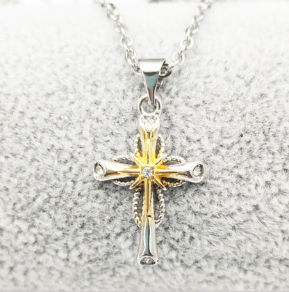 Octagonal Star Cross Pendant - Alloy Statement Necklace Charm