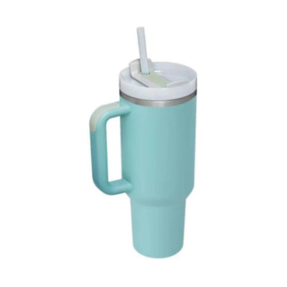 40oz Insulated Tumbler with Handle & Straw - Stainless Steel Travel Mug
