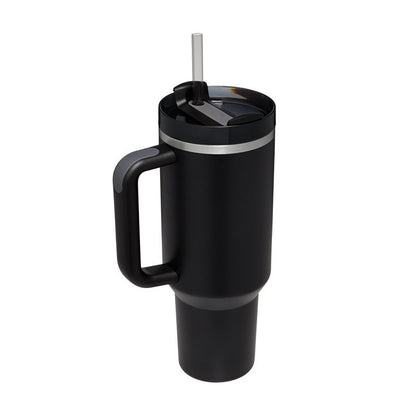 40oz Insulated Tumbler with Handle & Straw - Stainless Steel Travel Mug