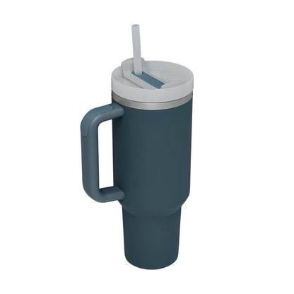 40oz Insulated Tumbler with Handle & Straw - Stainless Steel Travel Mug