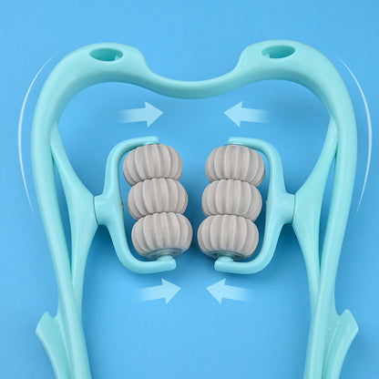 Manual Neck Massager - 6-Wheel Roller for Tension Relief & Relaxation
